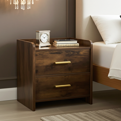 Serene 2-Drawer Bedside Table Nightstand (Rustic Wood)