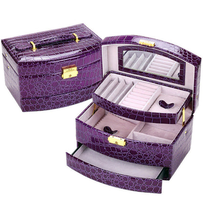 Large Luxury PU Leather Jewellery Box Storage Case (Royal Purple) - Dshop.com.au