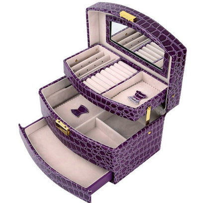 Large Luxury PU Leather Jewellery Box Storage Case (Royal Purple) - Dshop.com.au