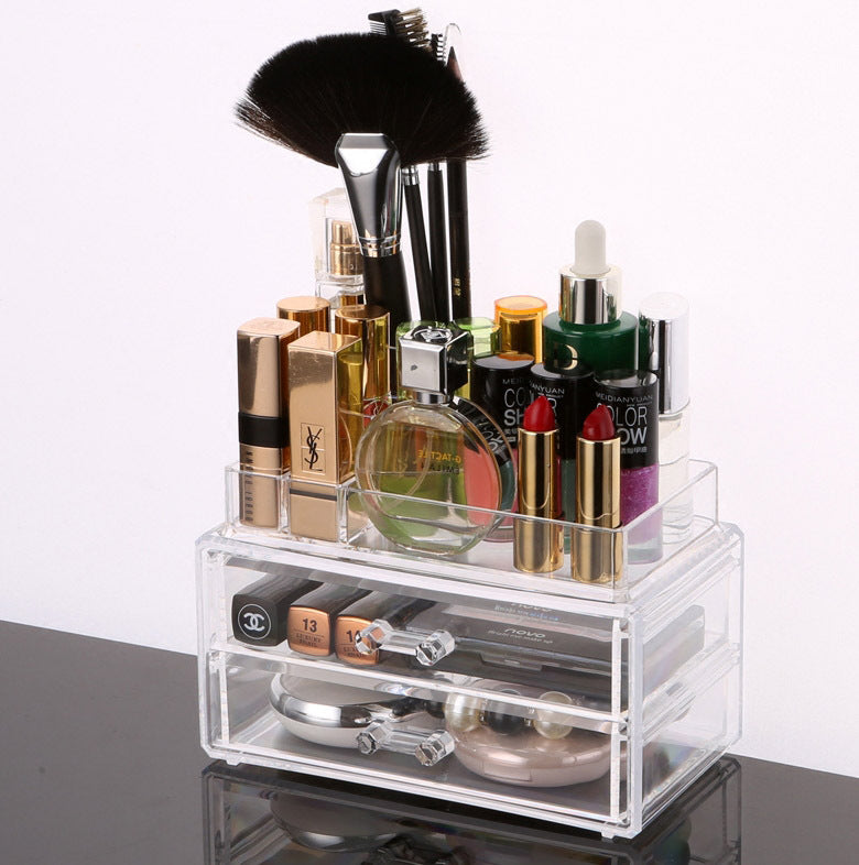 Luxe Crystal Clear Acrylic Cosmetic Organizer Makeup Container Storage - Dshop.com.au