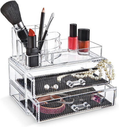 Luxe Crystal Clear Acrylic Cosmetic Organizer Makeup Container Storage - Dshop.com.au