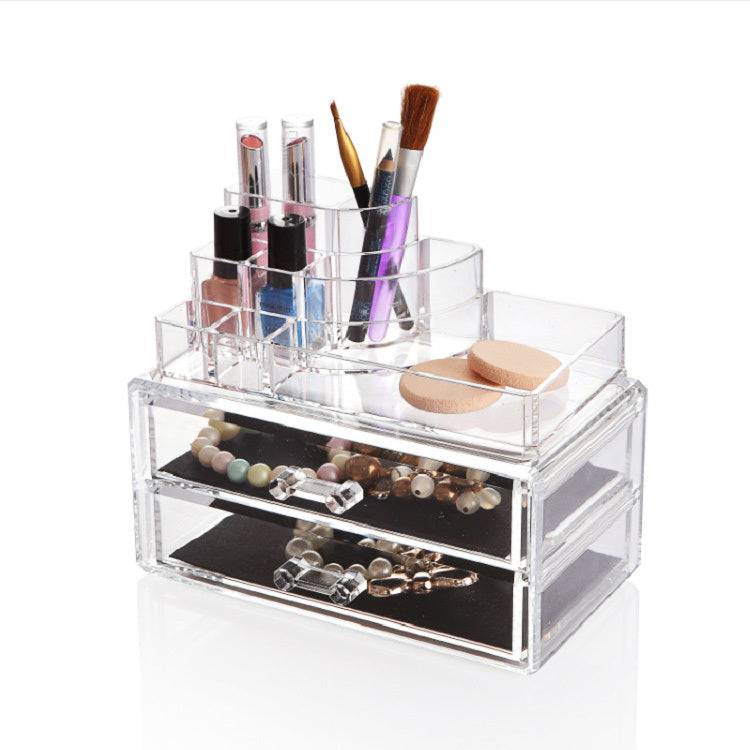 Luxe Crystal Clear Acrylic Cosmetic Organizer Makeup Container Storage - Dshop.com.au