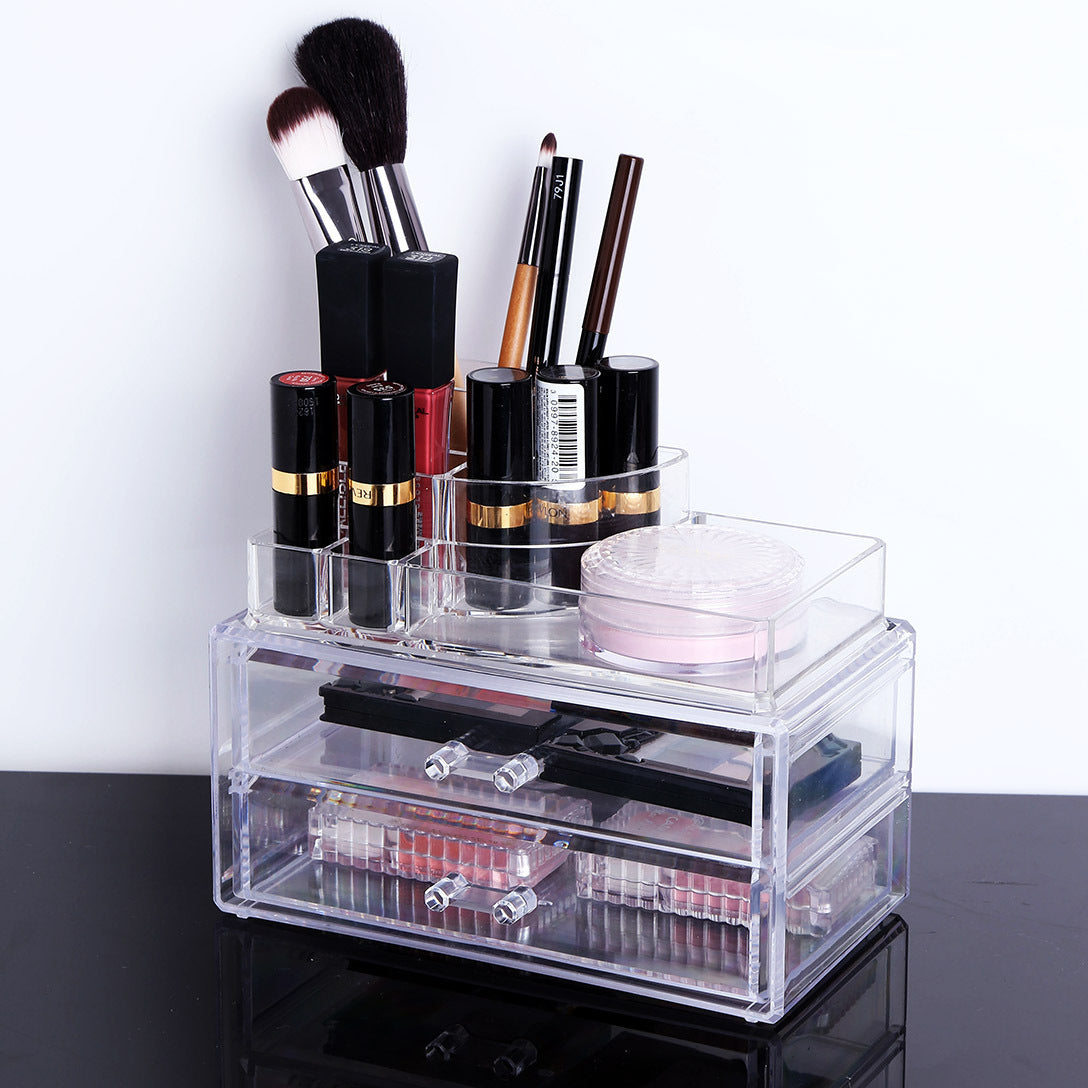 Luxe Crystal Clear Acrylic Cosmetic Organizer Makeup Container Storage - Dshop.com.au