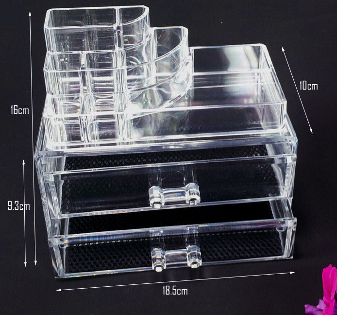 Luxe Crystal Clear Acrylic Cosmetic Organizer Makeup Container Storage - Dshop.com.au