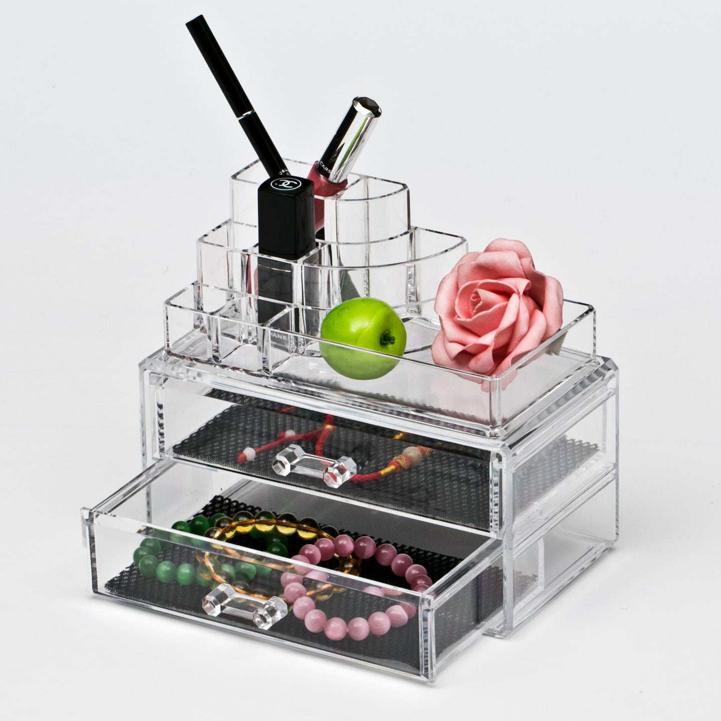 Luxe Crystal Clear Acrylic Cosmetic Organizer Makeup Container Storage - Dshop.com.au