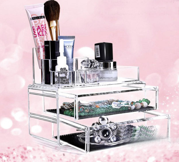 Luxe Crystal Clear Acrylic Cosmetic Organizer Makeup Container Storage - Dshop.com.au