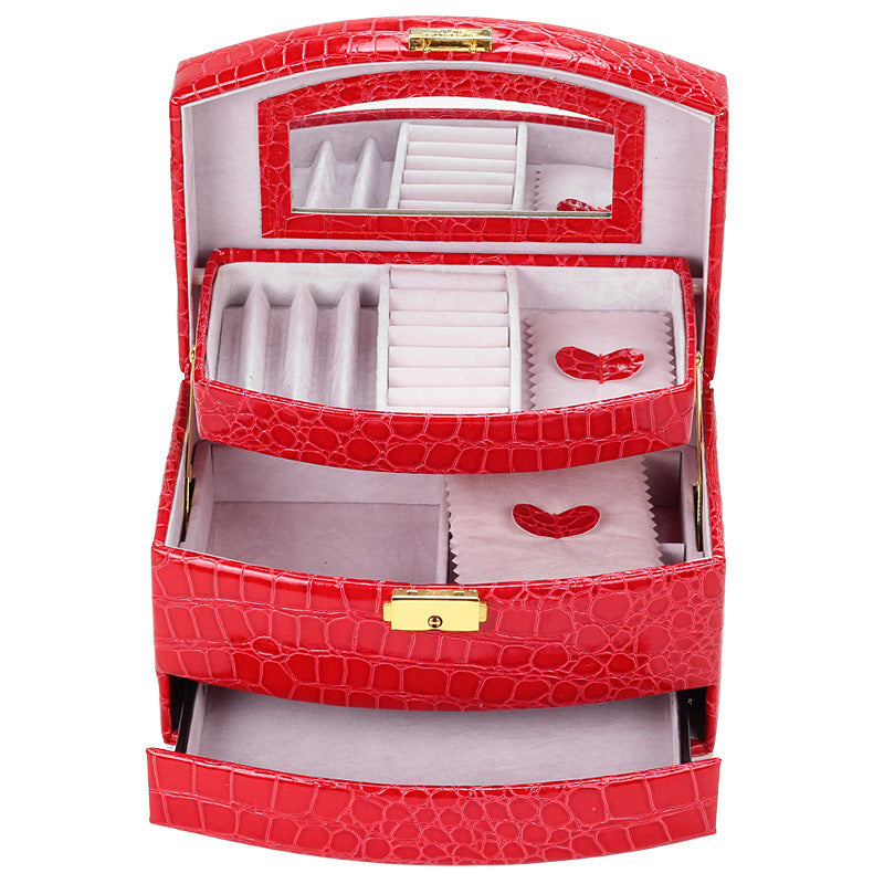 Large  Luxury PU Leather Jewellery Box Storage Case (Red) - Dshop.com.au