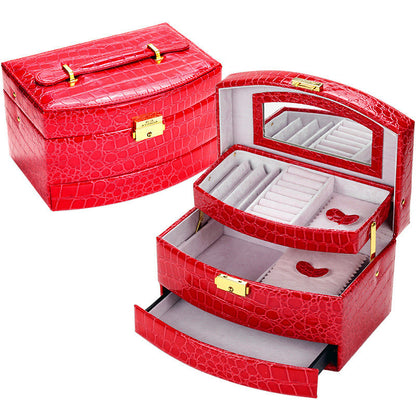 Large  Luxury PU Leather Jewellery Box Storage Case (Red) - Dshop.com.au