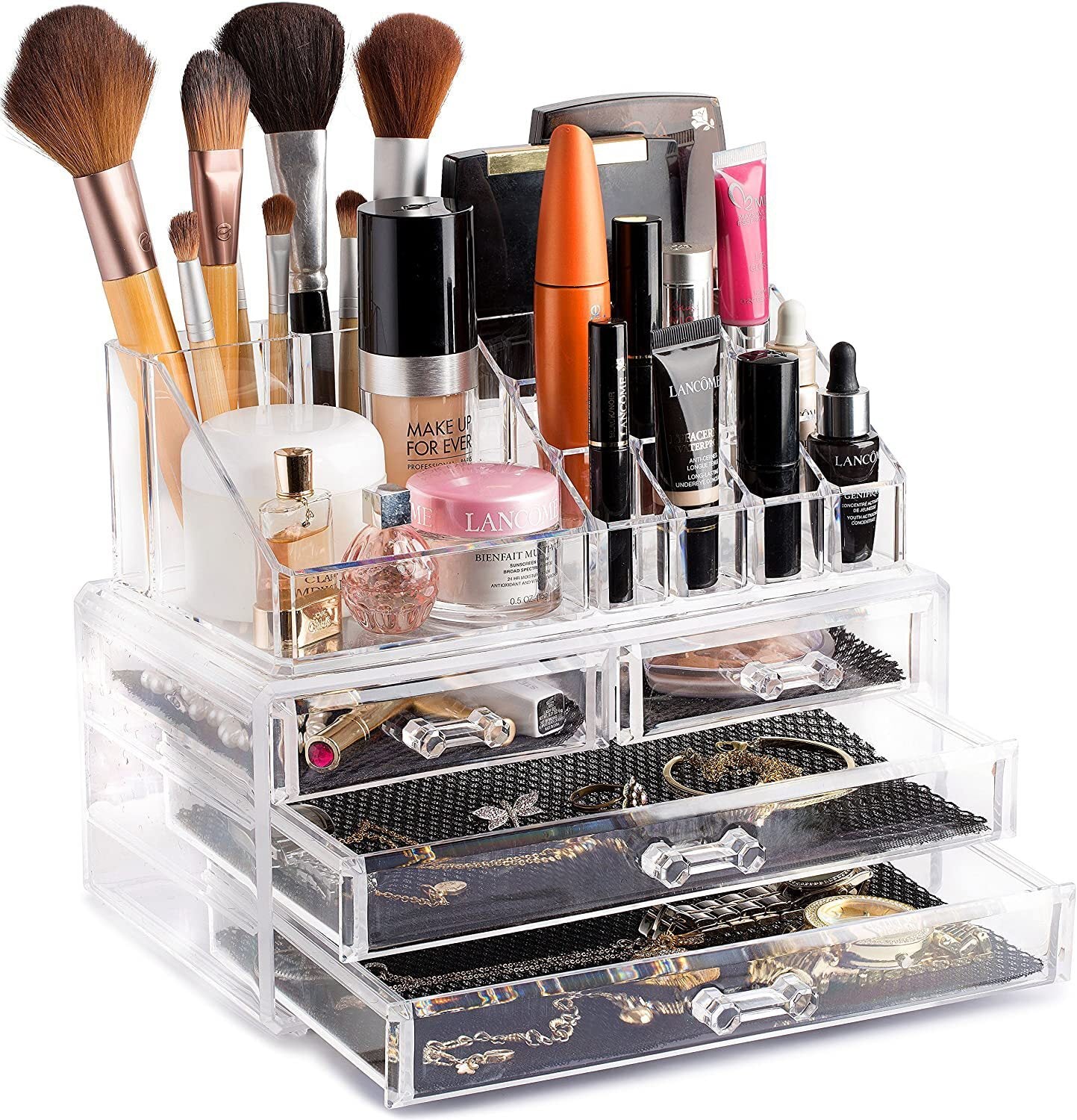 Crystal Clear Acrylic Cosmetic Makeup Display Organizer Jewellery Box 4 Drawer Storage - Dshop.com.au