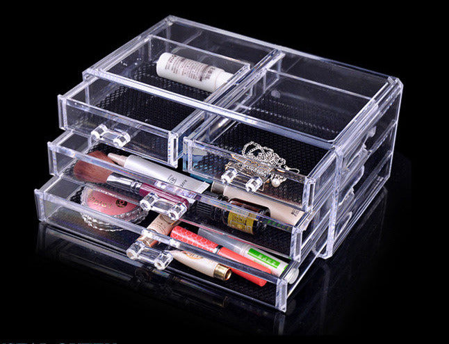 Crystal Clear Acrylic Cosmetic Makeup Display Organizer Jewellery Box Large Drawers - Dshop.com.au