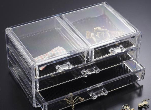 Crystal Clear Acrylic Cosmetic Makeup Display Organizer Jewellery Box Large Drawers - Dshop.com.au