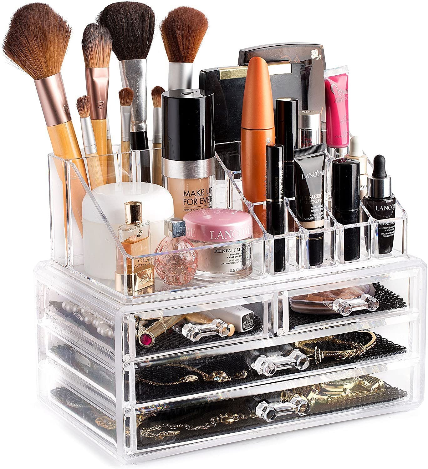 Crystal Clear Acrylic Cosmetic Makeup Display Organizer Jewellery Box 4 Drawer Storage - Dshop.com.au