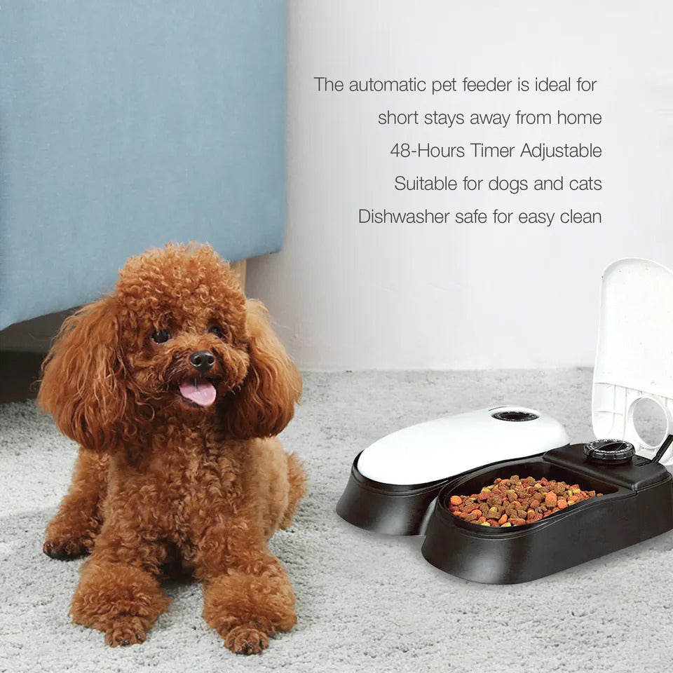 2-Meal Automatic Pet Feeder Food Dispenser with Timer Bowls for Dogs Cats - Dshop.com.au