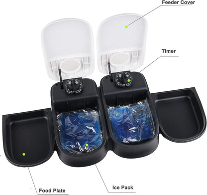 2-Meal Automatic Pet Feeder Food Dispenser with Timer Bowls for Dogs Cats - Dshop.com.au