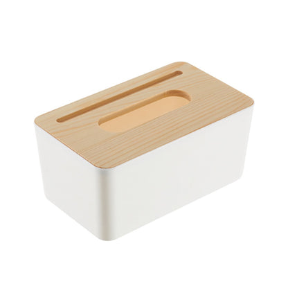 Multipurpose Tissue Box Holder Phone Stand Napkin Case Organizer with Removable Wooden Cover - Dshop.com.au