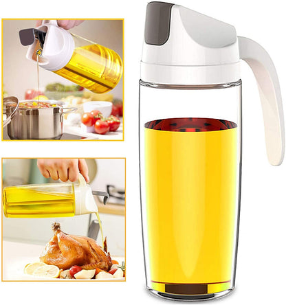 600ml Auto Flip Glass Bottle Drip Free Oil Dispenser - Dshop.com.au