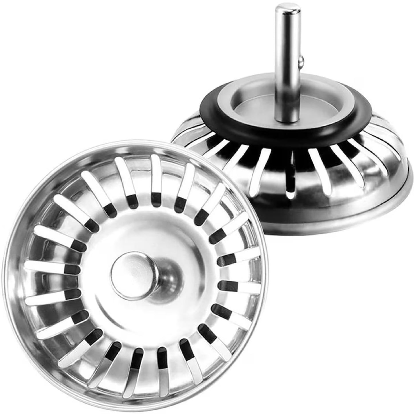 2 x Kitchen Stainless Steel Sink Strainer Plug Drain Filter Basket Drainer