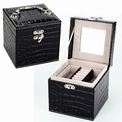 Deluxe PU Leather Jewellery Box Storage Case Organiser Gift (Black) - Dshop.com.au