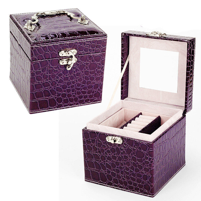 Deluxe PU Leather Jewellery Box Storage Case Organiser Gift (Purple) - Dshop.com.au