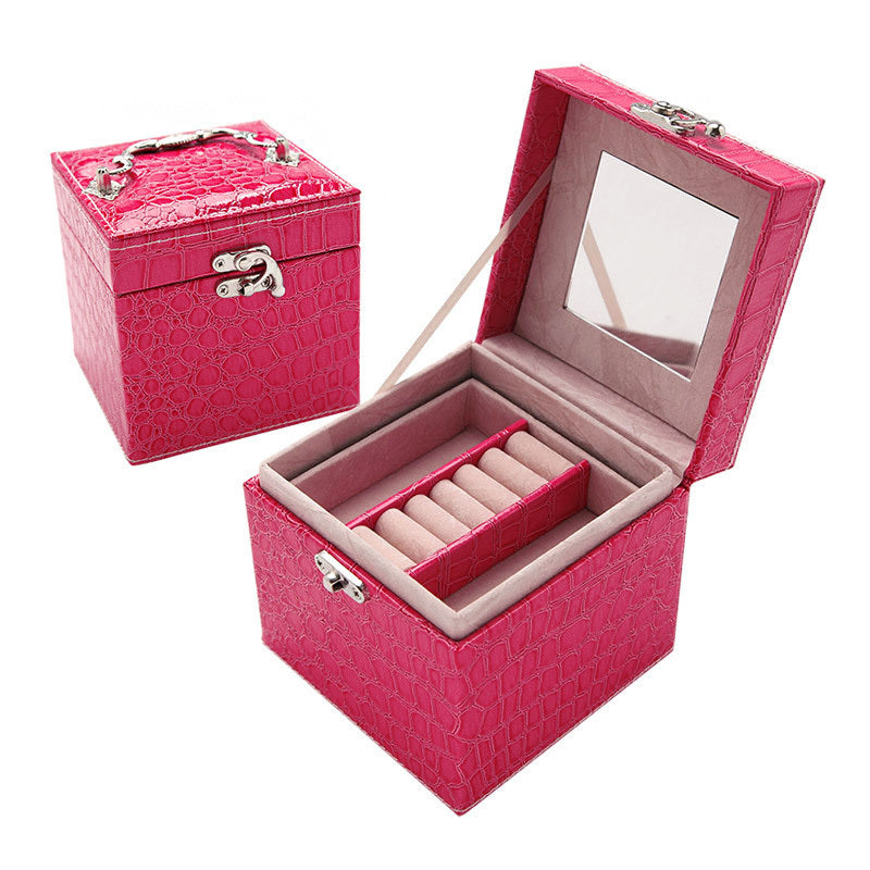 Deluxe PU Leather Jewellery Box Storage Case Organiser Gift (Pink) - Dshop.com.au