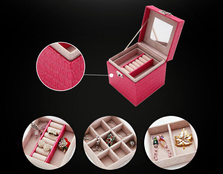 Deluxe PU Leather Jewellery Box Storage Case Organiser Gift (Pink) - Dshop.com.au