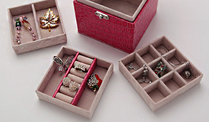 Deluxe PU Leather Jewellery Box Storage Case Organiser Gift (Pink) - Dshop.com.au