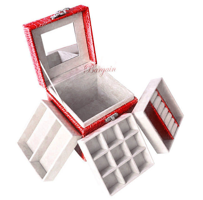 Deluxe PU Leather Jewellery Box Storage Case Organiser Gift (Red) - Dshop.com.au