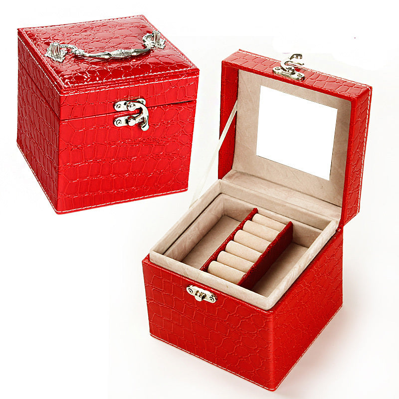 Deluxe PU Leather Jewellery Box Storage Case Organiser Gift (Red) - Dshop.com.au