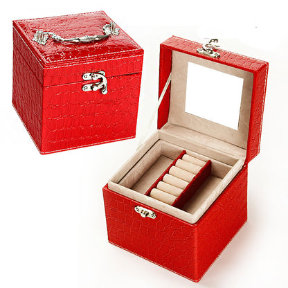 Deluxe PU Leather Jewellery Box Storage Case Organiser Gift (Red) - Dshop.com.au