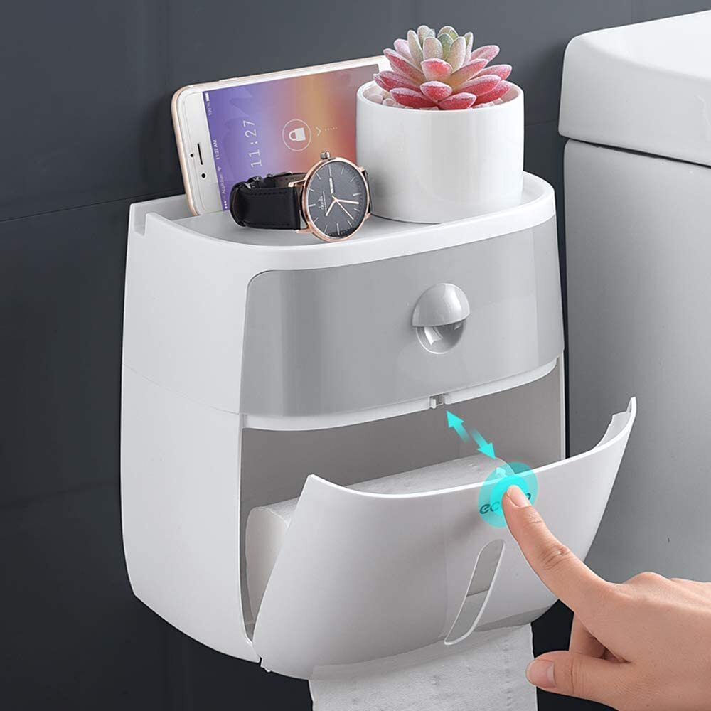 Bathroom Toilet Paper Holder Tissue Roll Dispenser Box with Drawer - Dshop.com.au