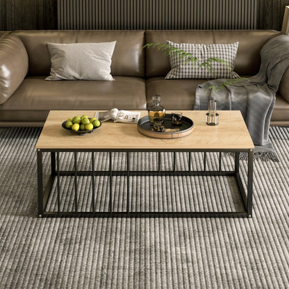 Urban Industrial Modern Wood and Metal Coffee Table Coastal Oak