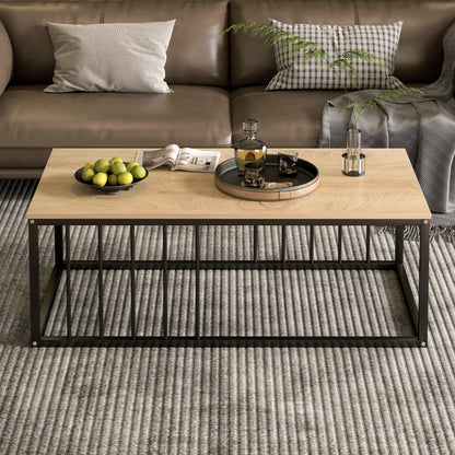 Urban Industrial Modern Wood and Metal Coffee Table Coastal Oak