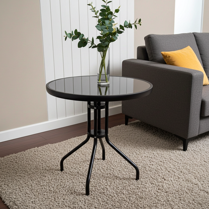 Alfresco Round Mirrored Tempered Glass Table