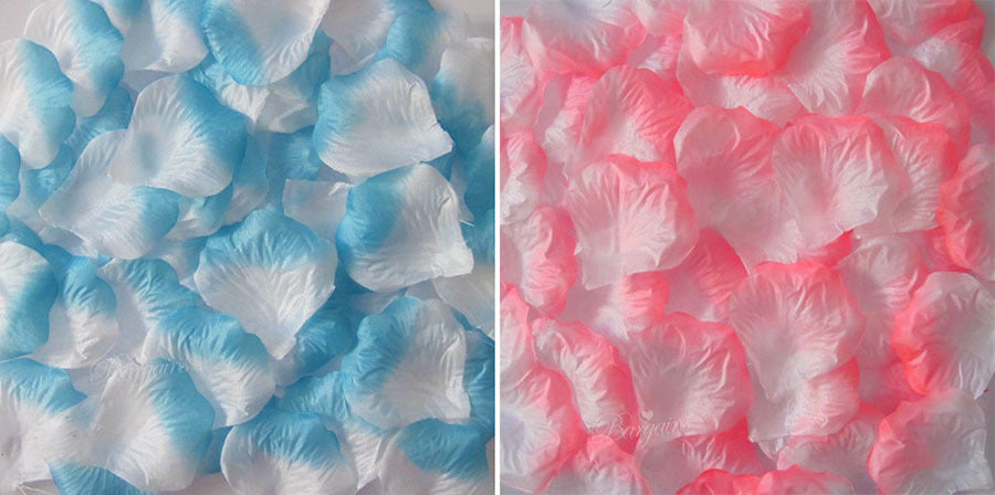 100 Wedding Bridal Flower Rose Petals (Ivory & Blue) - Dshop.com.au