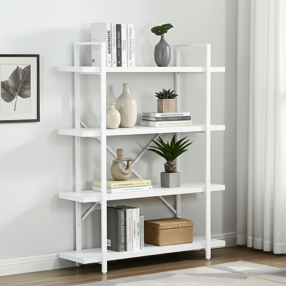 Envision 4-Tier Bookcase Storage Shelf Organizer (White)