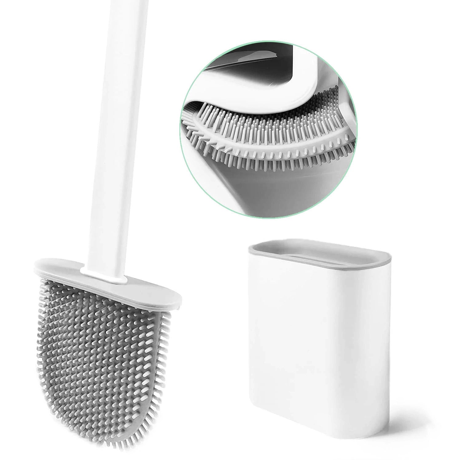 Revolutionary Wall Mounted Silicone Soft Flex Toilet Brush and Holder (White) - Dshop.com.au