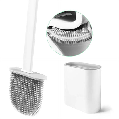 Revolutionary Wall Mounted Silicone Soft Flex Toilet Brush and Holder (White) - Dshop.com.au