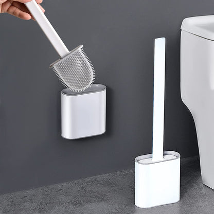 Revolutionary Wall Mounted Silicone Soft Flex Toilet Brush and Holder (White) - Dshop.com.au