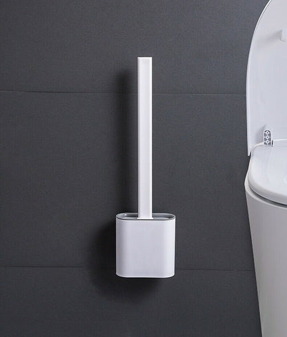 Revolutionary Wall Mounted Silicone Soft Flex Toilet Brush and Holder (White) - Dshop.com.au