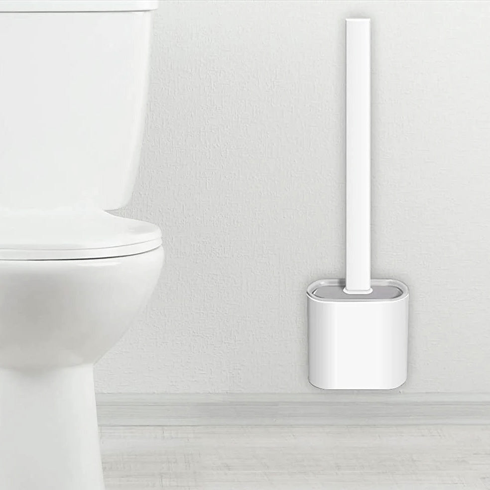 Revolutionary Wall Mounted Silicone Soft Flex Toilet Brush and Holder (White) - Dshop.com.au