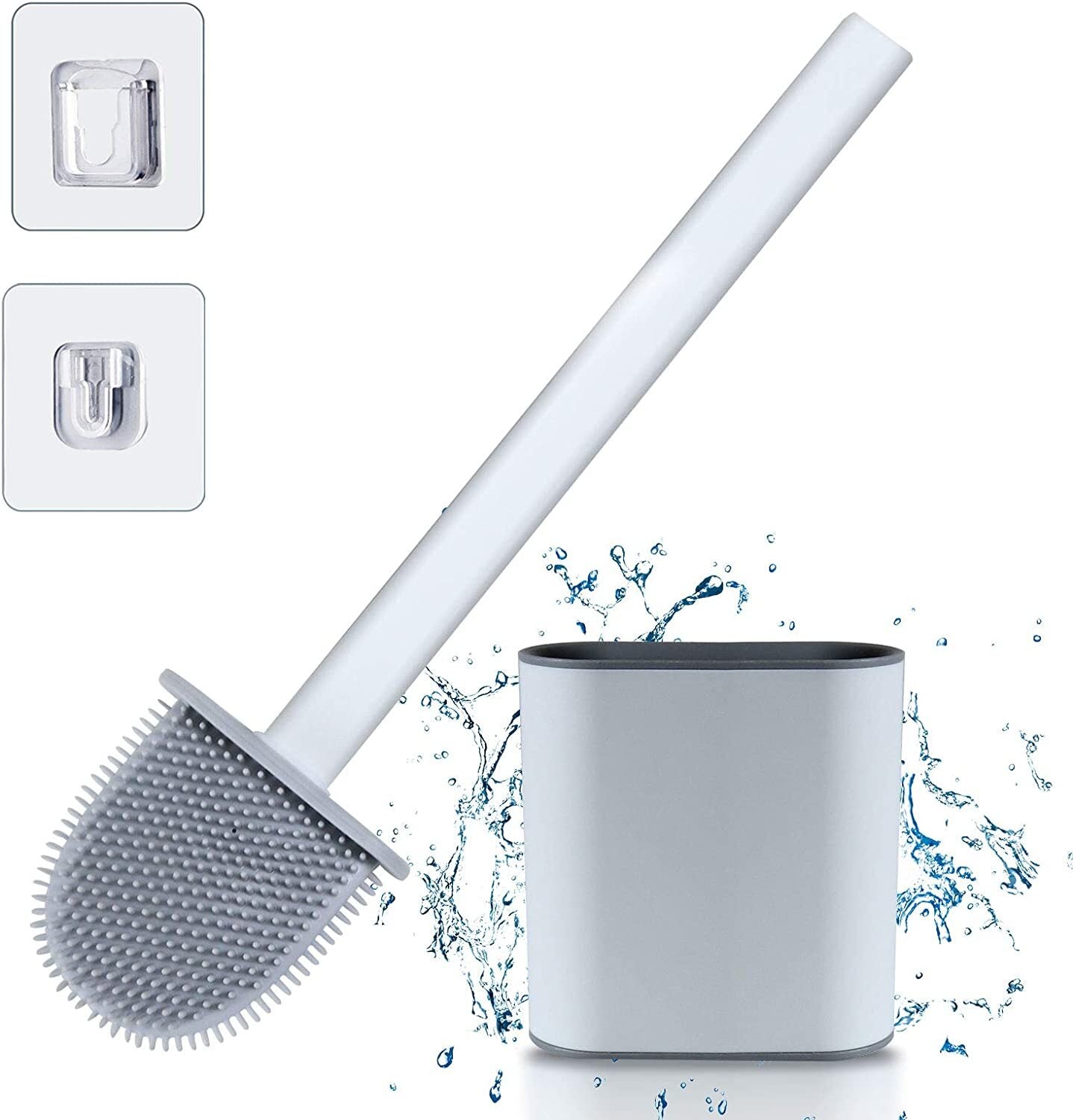 Revolutionary Wall Mounted Silicone Soft Flex Toilet Brush and Holder (White) - Dshop.com.au