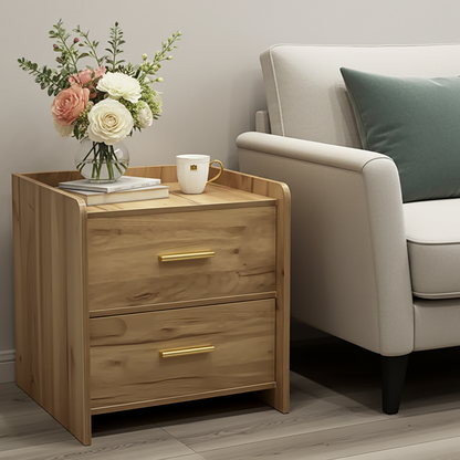 Serene 2-Drawer Bedside Table Nightstand (Rustic Oak)