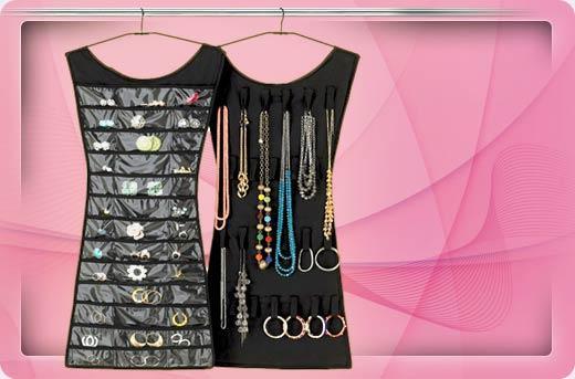 2 x Cute Little Dress Jewellery Storage Hanger (1x Black 1x Pink) - Dshop.com.au