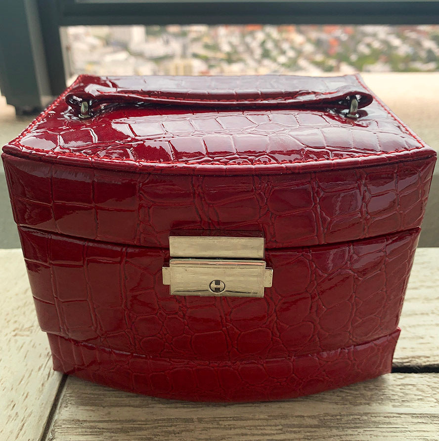 Luxury PU Leather Jewellery Box Storage Case (High Gloss Red) - Dshop.com.au