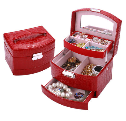 Luxury PU Leather Jewellery Box Storage Case (High Gloss Red) - Dshop.com.au