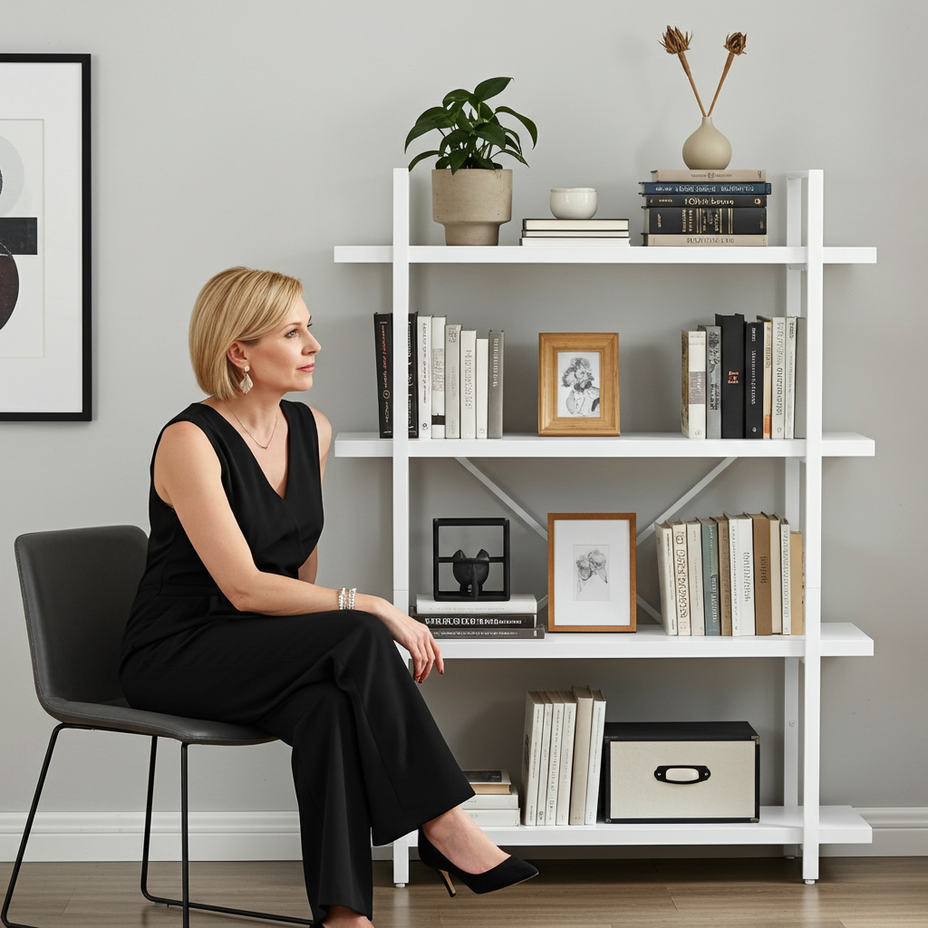Envision 4-Tier Bookcase Storage Shelf Organizer (White)