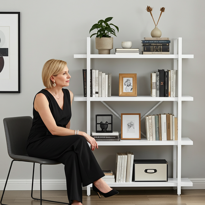 Envision 4-Tier Bookcase Storage Shelf Organizer (White)
