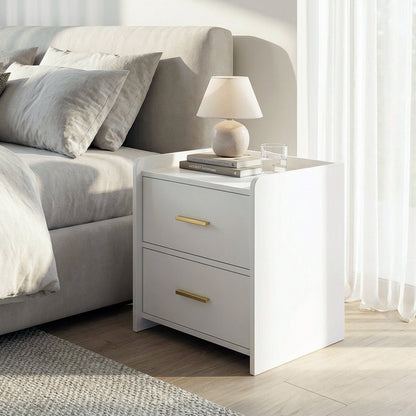 Serene 2-Drawer Bedside Table Nightstand (White)