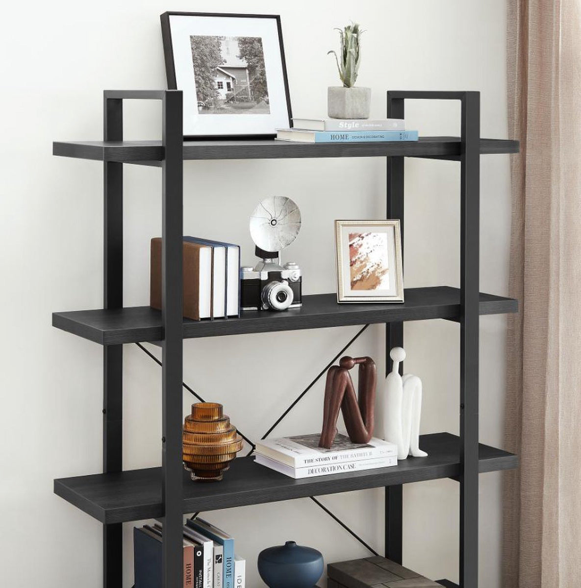 Envision 4-Tier Bookcase Storage Shelf Organizer (Black)