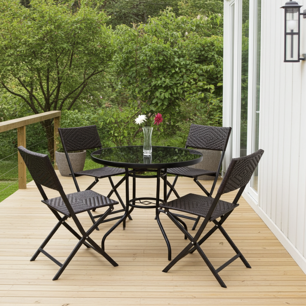 Alfresco 5 Piece Outdoor Setting (4 Rattan Chairs & Round Table)